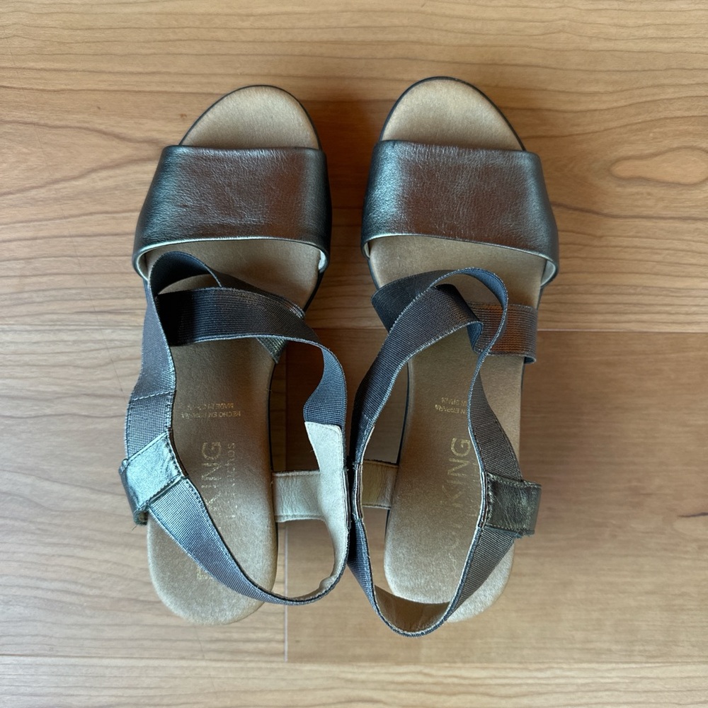 Dorking Metallic Bronze Wedge Sandals